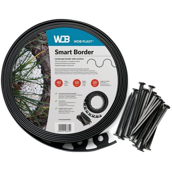 ZĀLIENA APMALE MELNA, 10M + 20 enkuri WDB PLAST® Eco Border