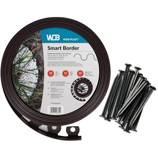 ZĀLIENA APMALE BRŪNA, 10M + 20 enkuri WDB PLAST® Eco Border