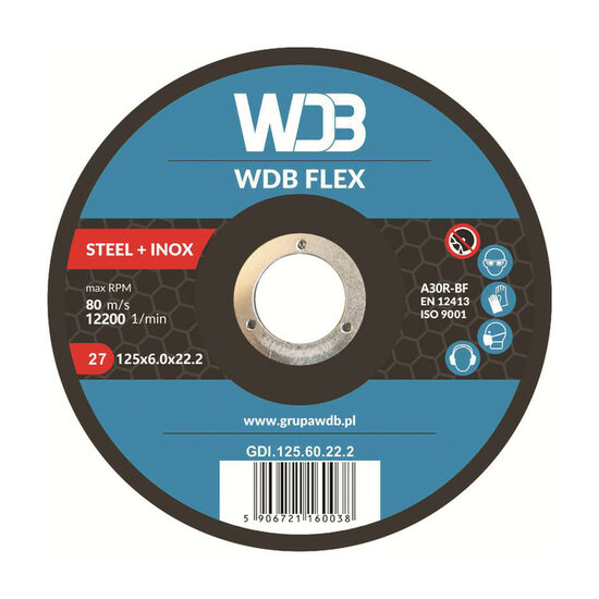 Tērauda + INOX slīpēšanas disks 230 × 6,0 × 22 WDB FLEX