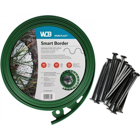 ZĀLIENA APMALE ZAĻA, 10M + 20 enkuri WDB PLAST® Eco Border